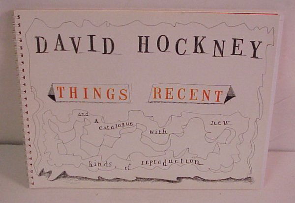 David Hockney, "Things Recent" limited edition exhi: David Hockney, "Things Recent" limited edition exhibition catalog, #290/1250, 8 1/2" x 11", Andre Emmerich Gallery, Dec 5, 1990 - Jan 5, 1991, with copy of original purchase receipt