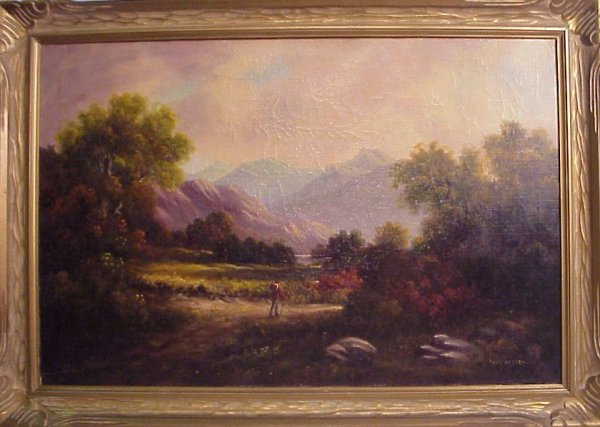 Paul Wesley (20thc USA) Mountain landscape with fi