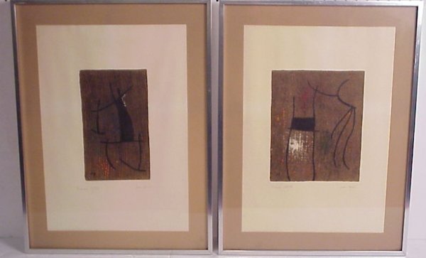 Pair of Miro lithographs "Femme" I/VI and IV/VI,