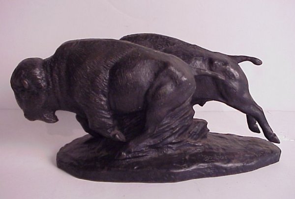 Bronze statue of buffalo, signed Bouton, #369, 6