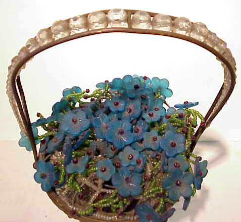 BEADED CRYSTAL & GILT METAL FLOWER BASKET LAMP - 3