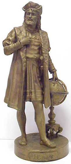 SPELTER FIGURE OF COLUMBUS, 18 1/2"H