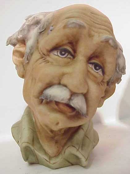 TWO CAPO DI MONTE BISQUE HEADS, OLD MAN AND WOMAN - 2