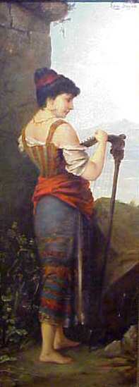 LUIGI SAGRADO (19THC ITALY) OIL PAINTING, LADY WI