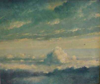 ERIC SLOANE, N.A. (1910-1985 CORNWALL BRIDGE, CT.: ERIC SLOANE, N.A. (1910-1985 CORNWALL BRIDGE, CT.) "15000 FEET CUMULUS" OIL ON BOARD, 25" X 30", SIGNED AND TITLED LOWER RIGHT
