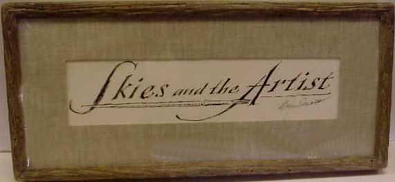 ERIC SLOANE (1910-1985 CORNWALL BRIDGE, CT) "SKIE: ERIC SLOANE (1910-1985 CORNWALL BRIDGE, CT) "SKIES AND THE ARTIST", 3 1/2" X 15 1/2", BOOK ILLUSTRATION INK ON PAPER, SIGNED LR, ORIG WOOD FRAME