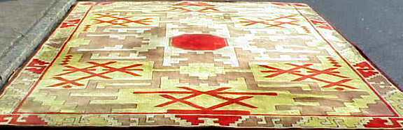 EDWARD FIELDS CARPET, 10' X 13', DATED 1969, MINO: EDWARD FIELDS CARPET, 10' X 13', DATED 1969, MINOR SOILING.