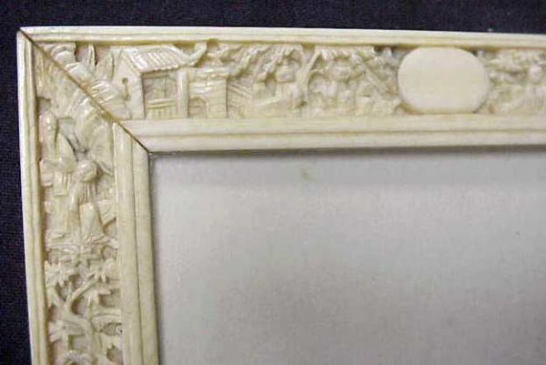 CARVED BONE FIGURAL PICTURE FRAME, CHIP IN TOP RIGH - 2