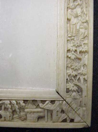 CARVED BONE FIGURAL PICTURE FRAME, CHIP IN TOP RIGH - 3