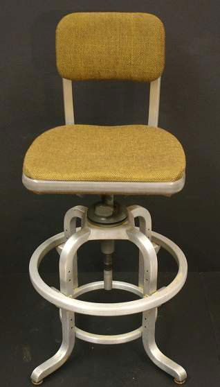 GOODFORM ALUMINUM DRAFTING CHAIR, ADJUSTABLE HEIG: GOODFORM ALUMINUM DRAFTING CHAIR, ADJUSTABLE HEIGHT, UPHOLSTERED SEAT & BACK REST
