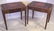 1235: PR WEIMAN MAHOGANY LEATHER TOP END TABLES, MARKED