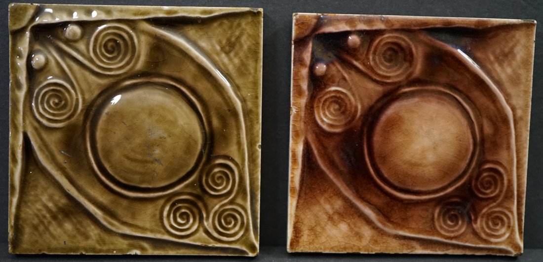 2 tiles , 1880s , Chelsea mass: 2 tiles , 1880s , Chelsea tile mass 4 1/4 X 4 1/4 inch