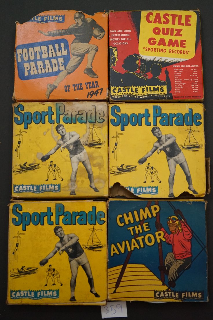 6 (16MM. ) films , sportt 1940-1950: 6 films 16MM. , sport movies1-sporting records 2-Chimp the Aviation3-Football Parade 19504-Football Parade 19475-Sports round the globe6-Sun , Sea and sails