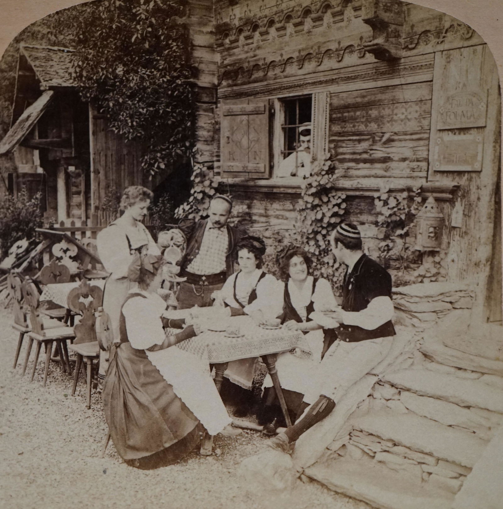 lot of 2 old real photo group of people,1880-1890 (1 of 3)