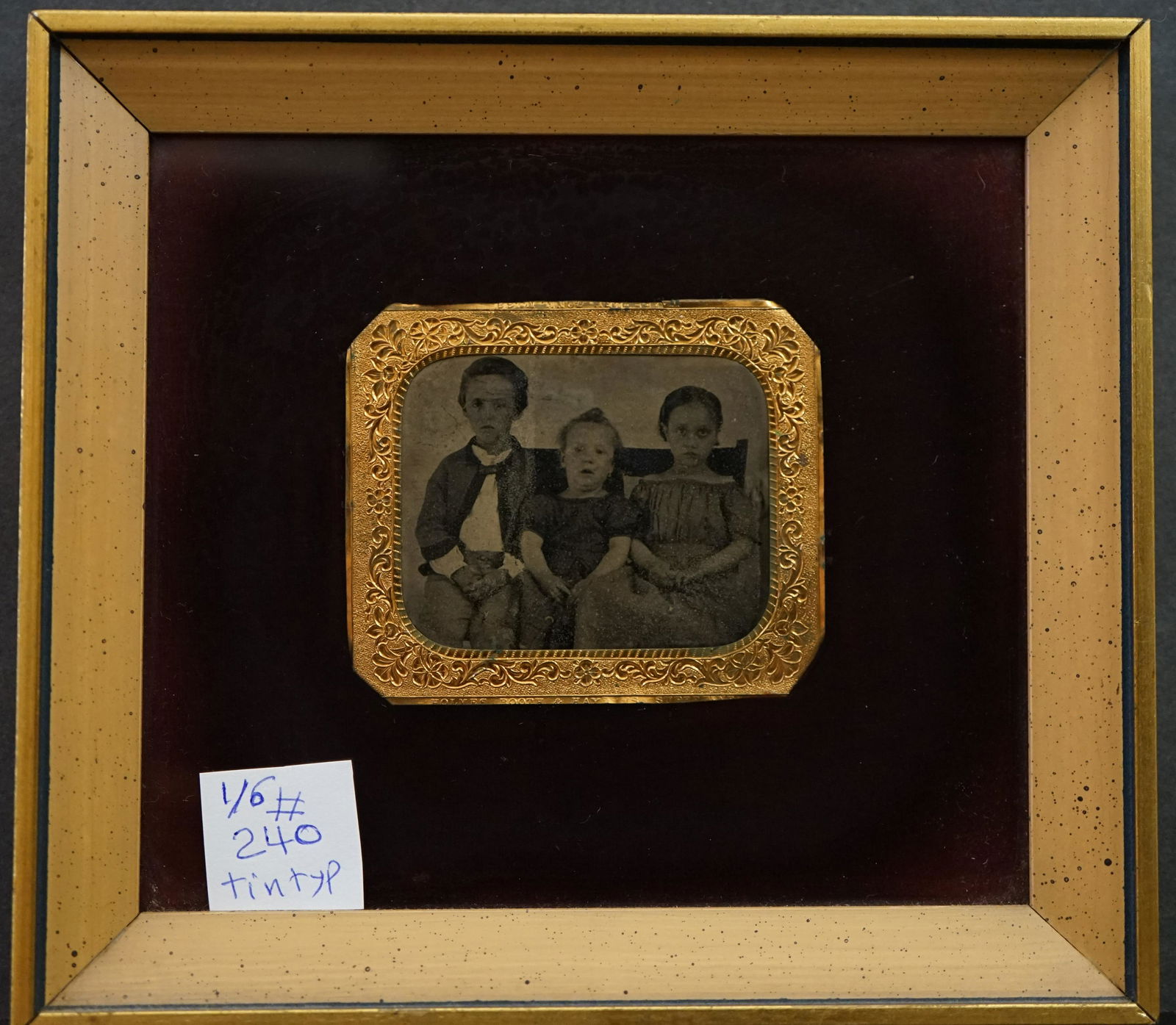 Framed tintype photo, writing on back,rare (1 of 3)