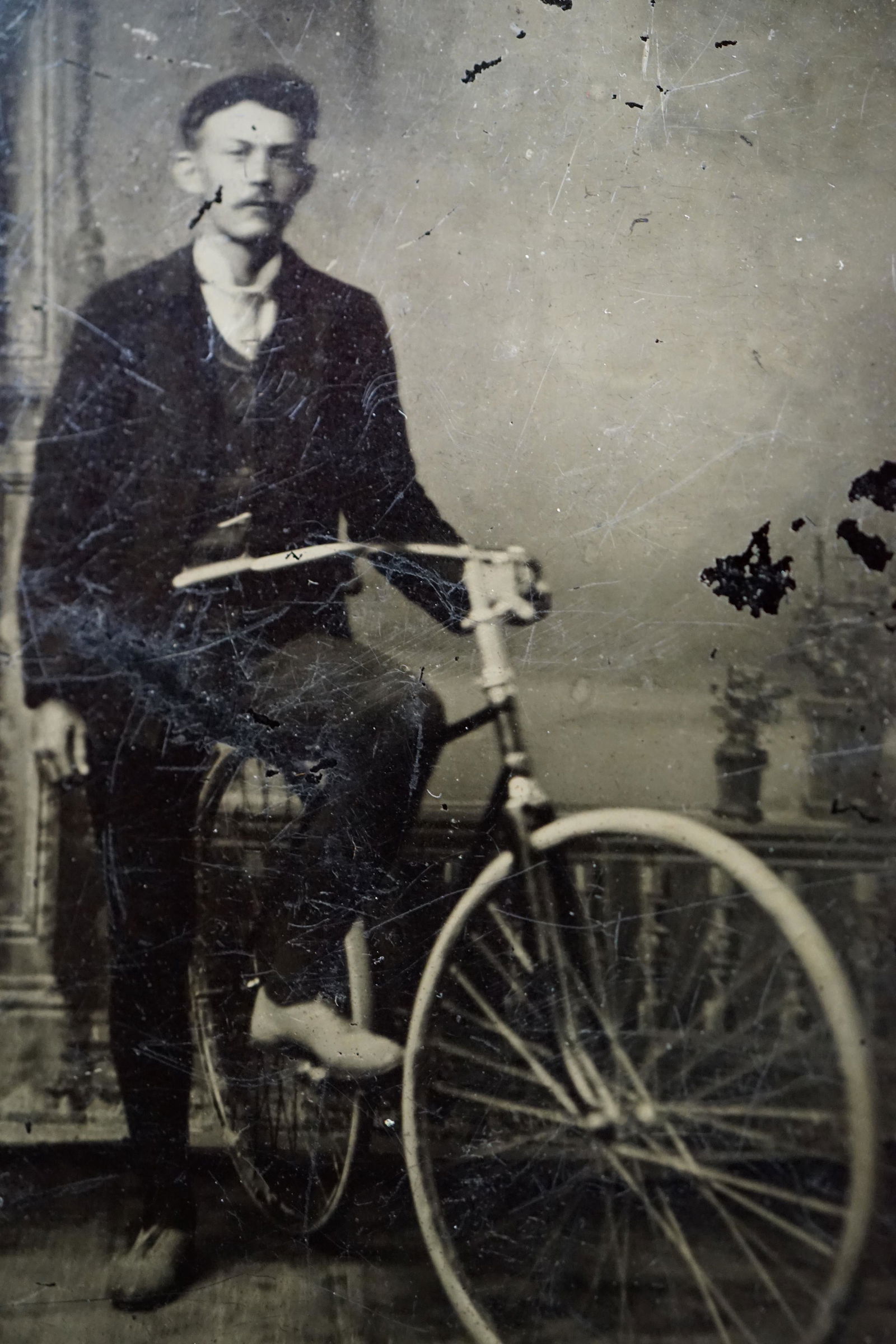 tintype photo of a bicycle ,1870-1880s (1 of 4)