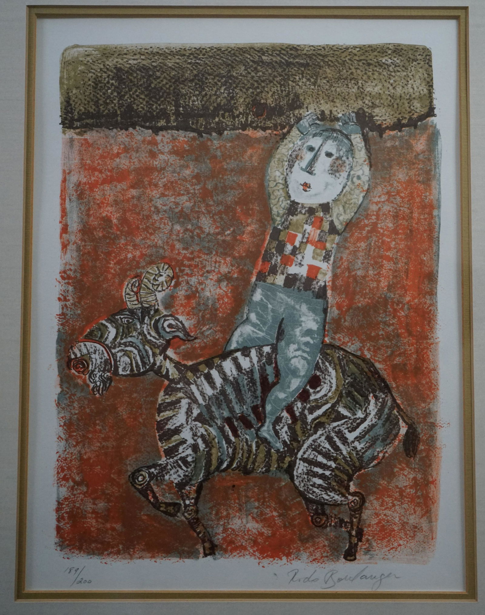 G. Rodo Boulanger signed, numbered pencil lithograph (#1502) on Aug 06