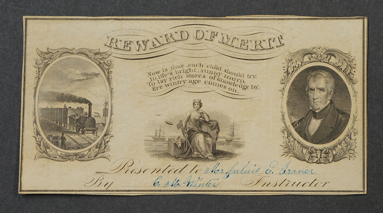 Rare Reward of Merit card ,Andrew Jackson portrait (1 of 3)