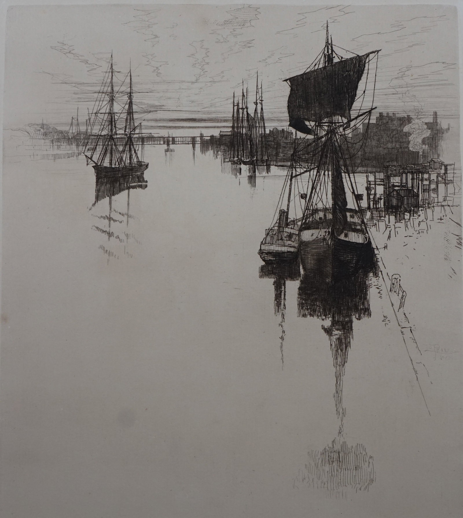 Joseph Pennell (American, 1857-1926), "Below Chestnut st. bridge Phila",etching 1882 (1 of 8)