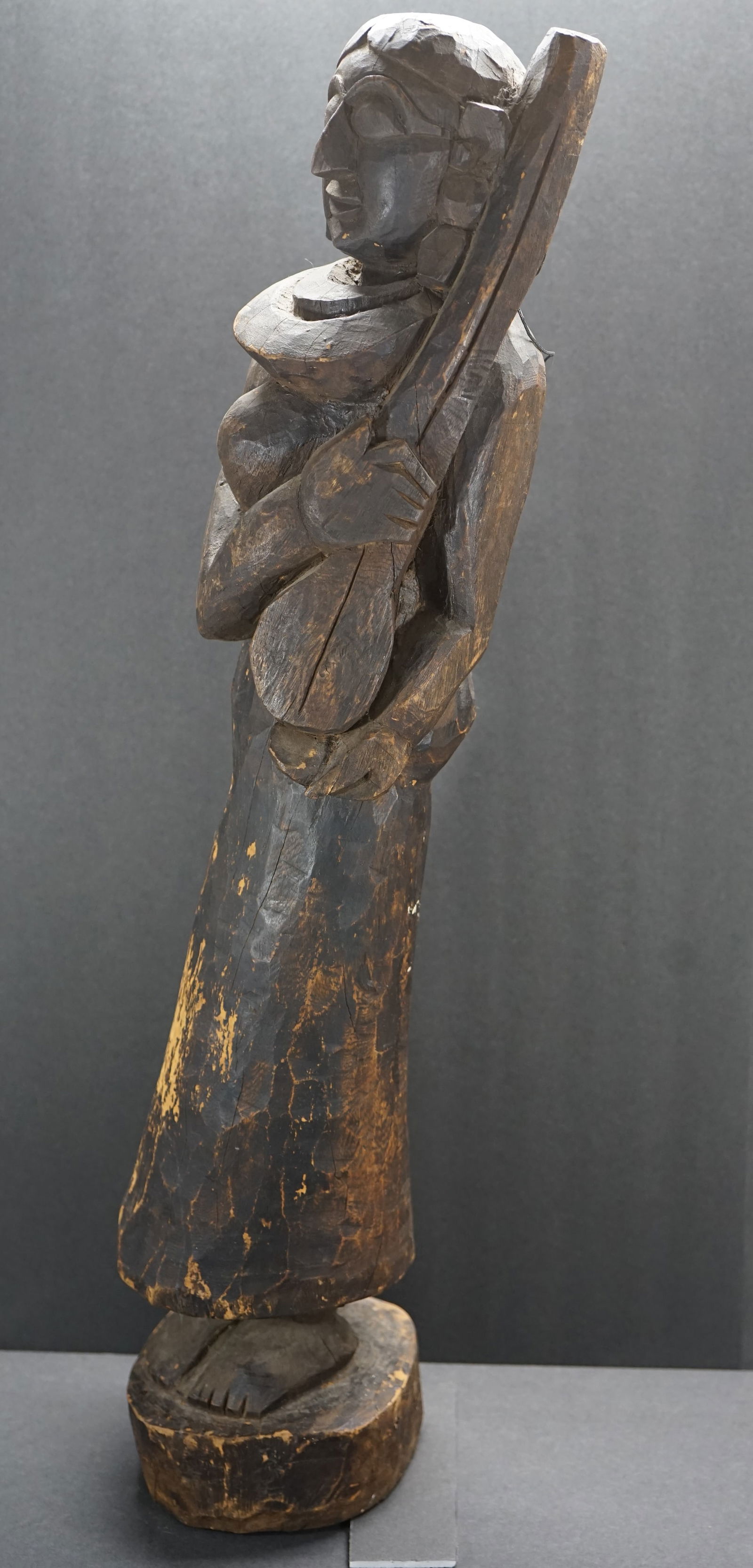 large old wood sculpture of a woman, India (1 of 18)