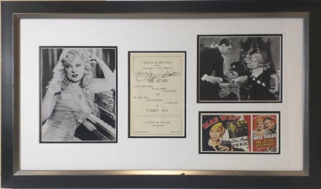 Mae West - Authentic Signed Staff Card: Professionally Framed, Mae West Hand Signed Staff Card, 100% Money Back Guarantee, Certificate will be provided with the item when shipped.