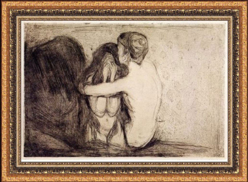 Consolation 1894 - Edvard Munch: Title: Consolation - 1894 Artist: Edvard Munch (Norwegian 1863-1944) Medium: Giclee Print Printed: 1991 Size: 16 x 11 Inches Lot Description: Edvard Munch Tribute Print This High Resolution Giclee Tri
