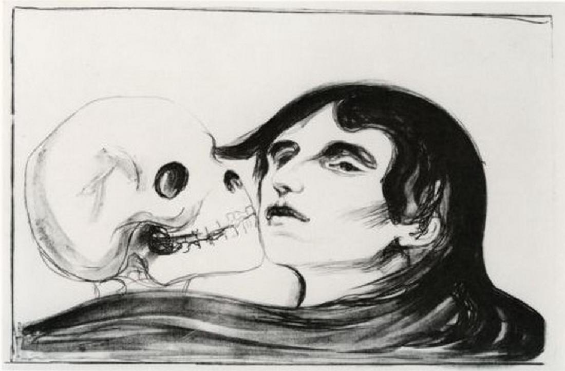 Kiss of Death 1899 - Edvard Munch: Title: Kiss of Death - 1899 Artist: Edvard Munch (Norwegian 1863-1944) Medium: Giclee Print Printed: 1991 Size: 16 x 12 Inches Lot Description: Edvard Munch Tribute Print This High Resolution Giclee T