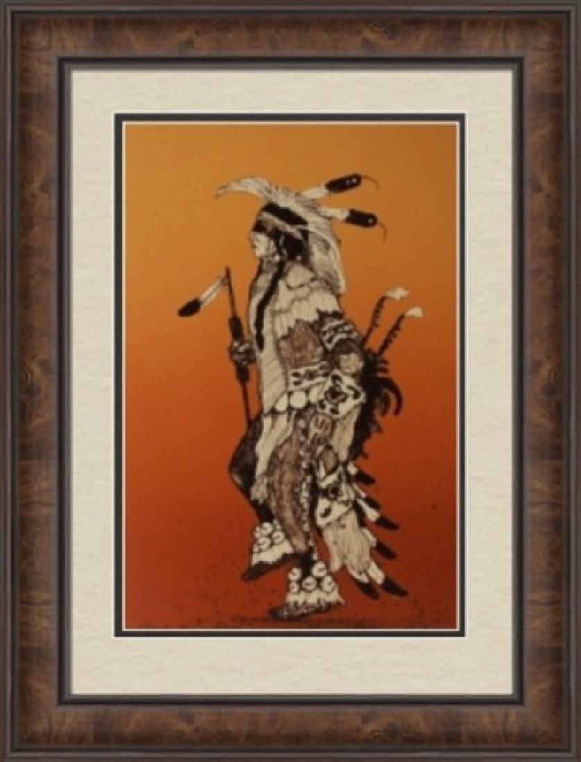 Crow Dancer by Kevin Red Star: Artist: Kevin Red Star, Title: Crow Dancer, Medium: Limited Edition (46/80) Stone Lithograph on Buff Arches Fine Art Paper, Publisher: Southwest Graphics, Signature: Hand Done by the artist in Pencil,