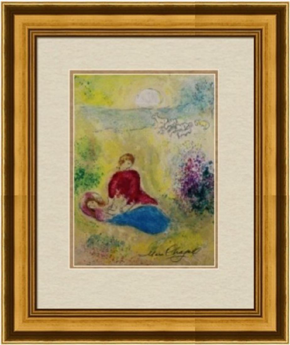 Signed Marc Chagall Lithograph: FREE SHIPPING TO THE USA! PROFESSIONALLY CUSTOM GALLERY FRAMED!! MARC CHAGALL ‘The Little Swallow’, from Daphnis and Chloë (M. 329; see C. books 46). Lithograph in colors, 1961, on Arches wove pa