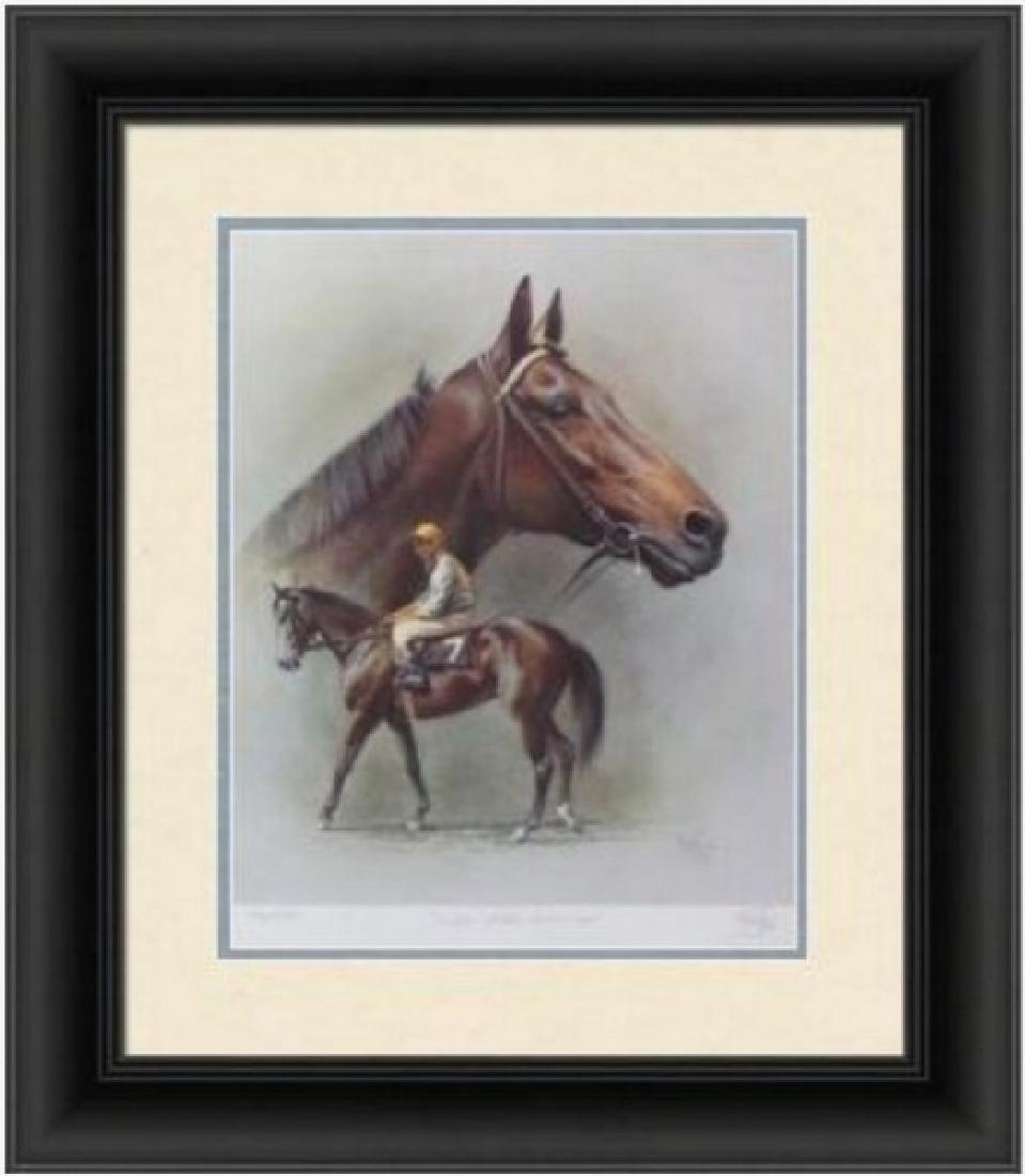 Kelso, Eddie Arcaro by Fred Stone: Limited Edition Lithograph (914/950) Hand Signed and Individually Numbered by the artist, Publisher: Unknown Size Approx. 27' x 25' Inches