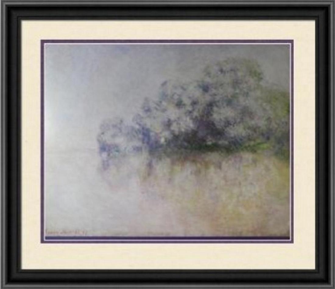 Signed Lithograph Claude Monet: Lithograph on paper by artist Claude Monet. This beautiful work was originally housed loose (unbound) in the portfolio and signed. The unframed dimensions are approx 37 x 24 inches. An in-house certif