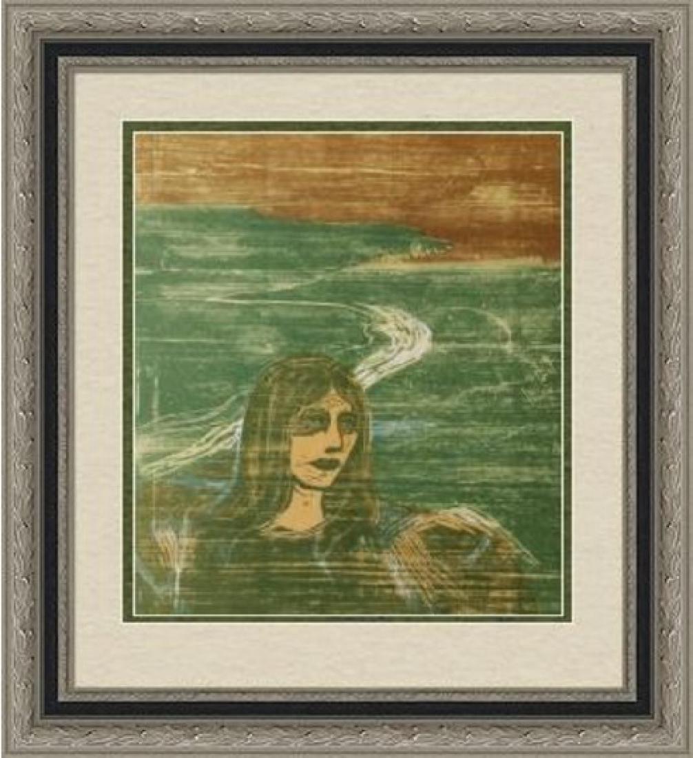 Lithograph Edvard Munch - Woman's Head Against The: FREE SHIPPING TO THE USA! PROFESSIONALLY CUSTOM GALLERY FRAMED!! Lithograph by Edvard Munch Ã¢â‚¬Å“Woman's Head Against The ShoreÃ¢â‚¬ on paper. This piece was originally housed loose (