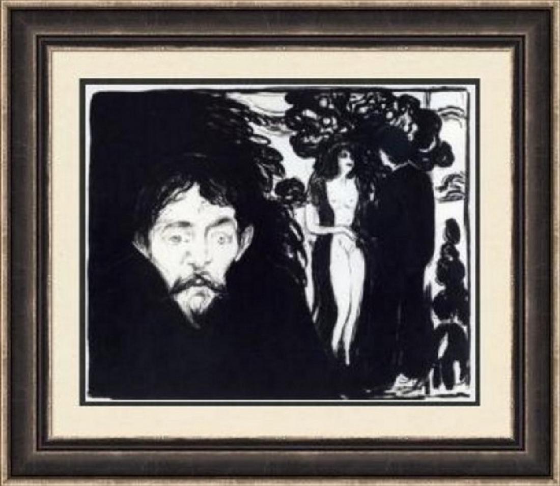 Lithograph Edvard Munch - Jealousy 1896: FREE SHIPPING TO THE USA! PROFESSIONALLY CUSTOM GALLERY FRAMED!! Lithograph by Edvard Munch Ã¢â‚¬Å“Jealousy 1896 Ã¢â‚¬ on paper. This piece was originally housed loose (unbound) in the