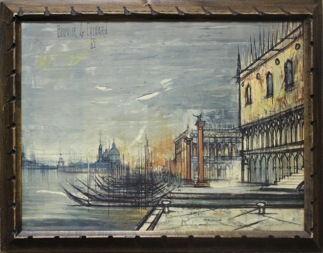 Pizetta No. 11 by Bouvier de Cachard: Vue sur la salute from la Piazetta no. 11, 1965 by Regis (Count) de Bouvier de Cachard (French, born 1929) Giclee Print on Board, Plate Signed, Size Approx. 22 x 27 Inches Comes with a Certificate of 