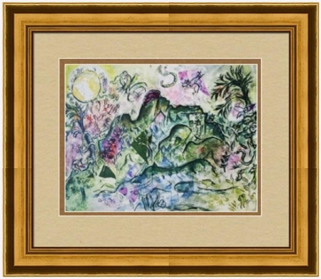 Signed Marc Chagall Lithograph: FREE SHIPPING TO THE USA! PROFESSIONALLY CUSTOM GALLERY FRAMED!! MARC CHAGALL Lithograph in colors, on paper, from the signed edition in good age appropriate condition. The unframed dimensions are app