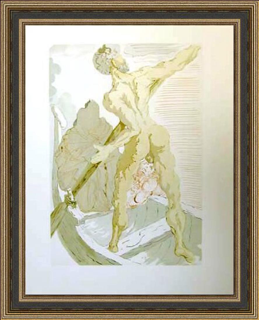 Salvador Dali Woodblock - Charon: FREE SHIPPING TO THE USA! PROFESSIONALLY CUSTOM GALLERY FRAMED!! Woodblock by Salvador Dali on heavy wove paper from the very rare Inferno Divine Comedy suite portfolio. This piece was originally hous