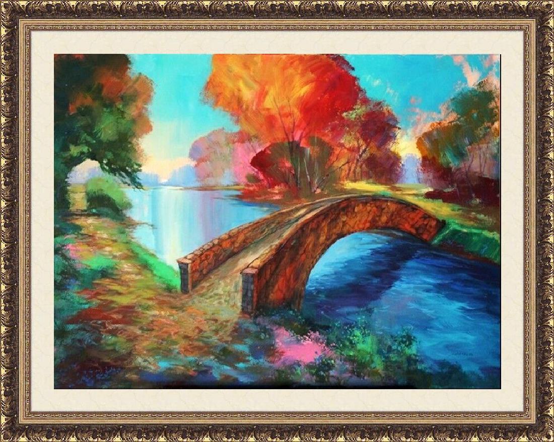 Bridge Between Nature-M. Schofield 40x30: Original, Oil Painting on Canvas, Hand Signed by the artist Michael Schofield, Size Approx. 40 x 30 Inches Certificate of Authenticity Included, (comes with Image of Artist holding the Painting!)