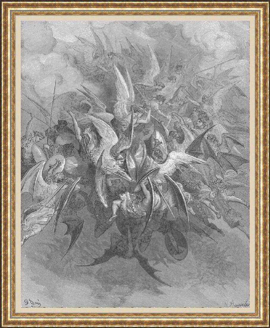 Signed Fine Art Print Gustave Dore Bible: FREE USA SHIPPING! PROFESSIONAL GALLERY FRAMED!! Fine art print by artist Gustave Dore from Angels portfolio depicting bible verse scenes on paper. This rare work was originally housed loose (unbound)
