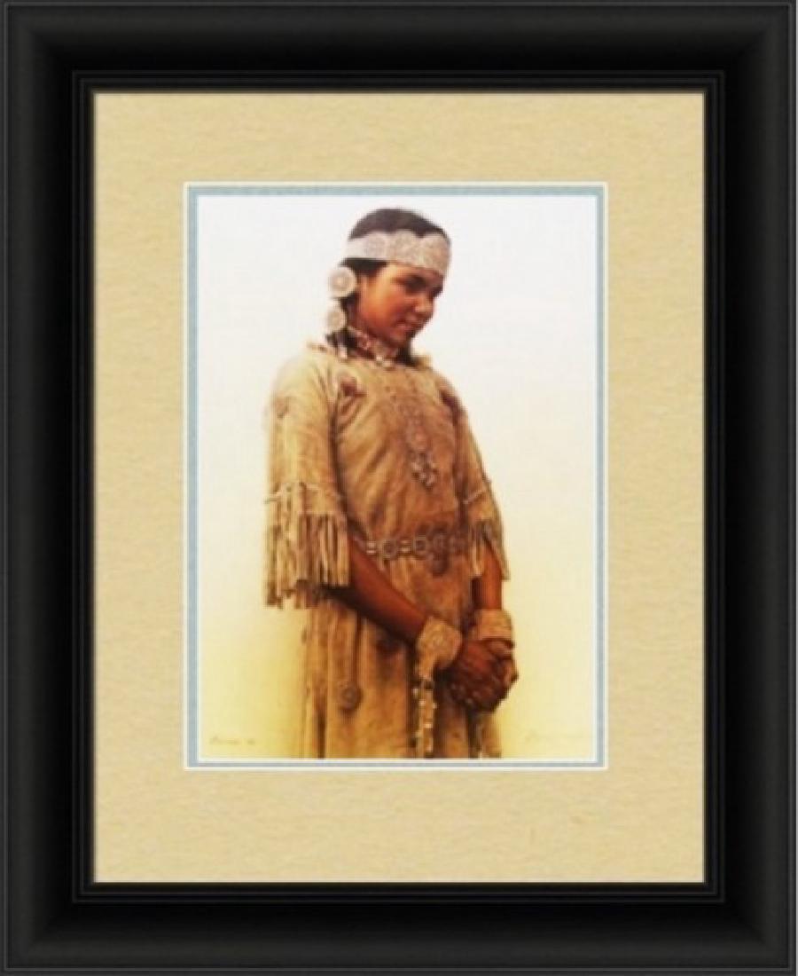 Little Fawn-Cree Indian Girl - JamesBama: Limited Edition Lithograph (173/1250) Hand Signed in Pencil by the artist & Plate Signed, Year Released: 1989 Publisher: The Greenwich Workshop, Size Approx. 21 x 17 Inches