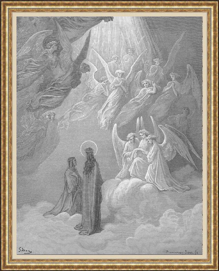 Signed Fine Art Print Gustave Dore Bible: FREE USA SHIPPING! PROFESSIONAL GALLERY FRAMED!! Fine art print by artist Gustave Dore from Angels portfolio depicting bible verse scenes on paper. This rare work was originally housed loose (unbound)