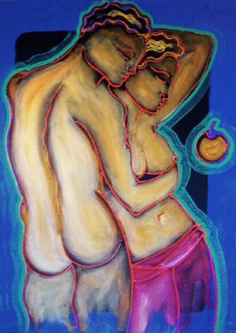 Adam & Eve by Gaylord Soli 30x22: Title: Adam & Eve Artist: Gaylord Soli Medium: Acrylic on Canvas Signature: Unsigned by artist Approximate Size: 30 x 22 Inches Comes with Certificate of Authenticity