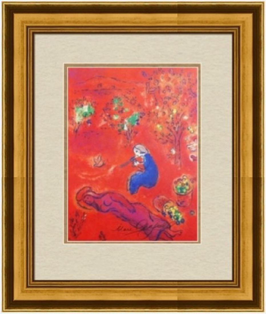 Signed Marc Chagall Lithograph: FREE SHIPPING TO THE USA! PROFESSIONALLY CUSTOM GALLERY FRAMED!! MARC CHAGALL â€˜A Midi, Letter from Daphnis et Chloeâ€™, from Daphnis and ChloÃ« (M. 329; see C. books 46). Lithograph in co