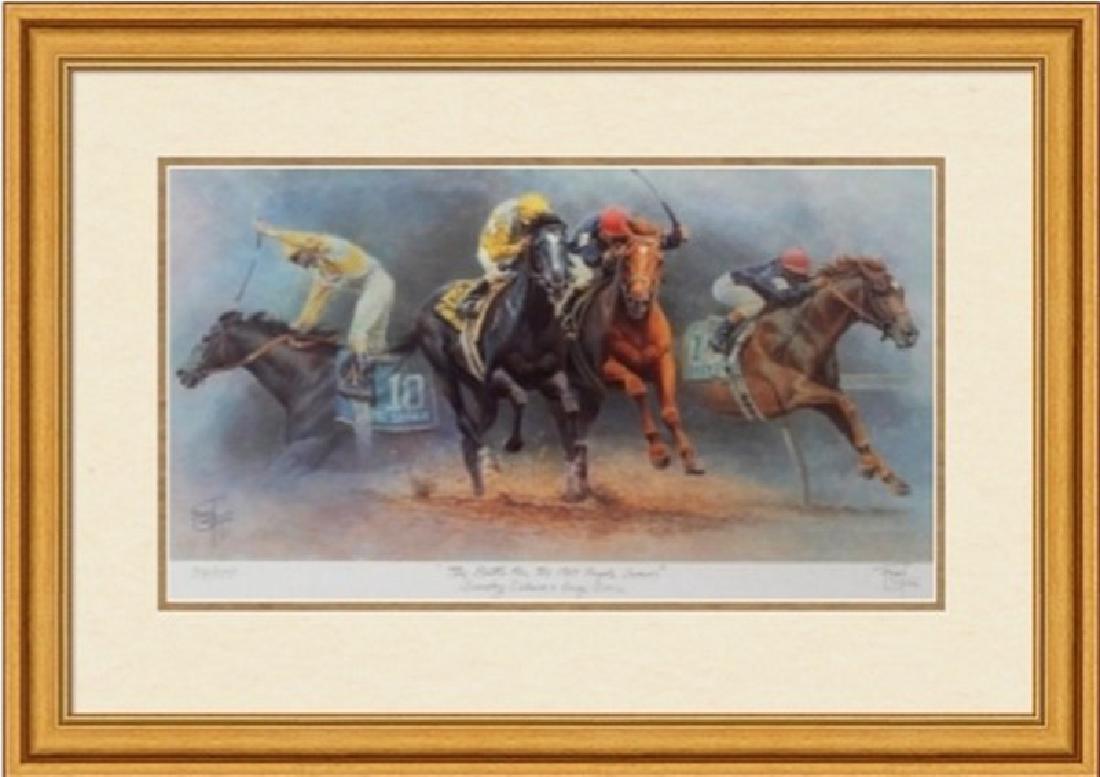 Battle for Triple Crown 89' - Fred Stone: Limited Edition Lithograph (914/950) Hand Signed and Individually Numbered by the artist, Publisher: Unknown Size Approx. 18' x 32' Inches