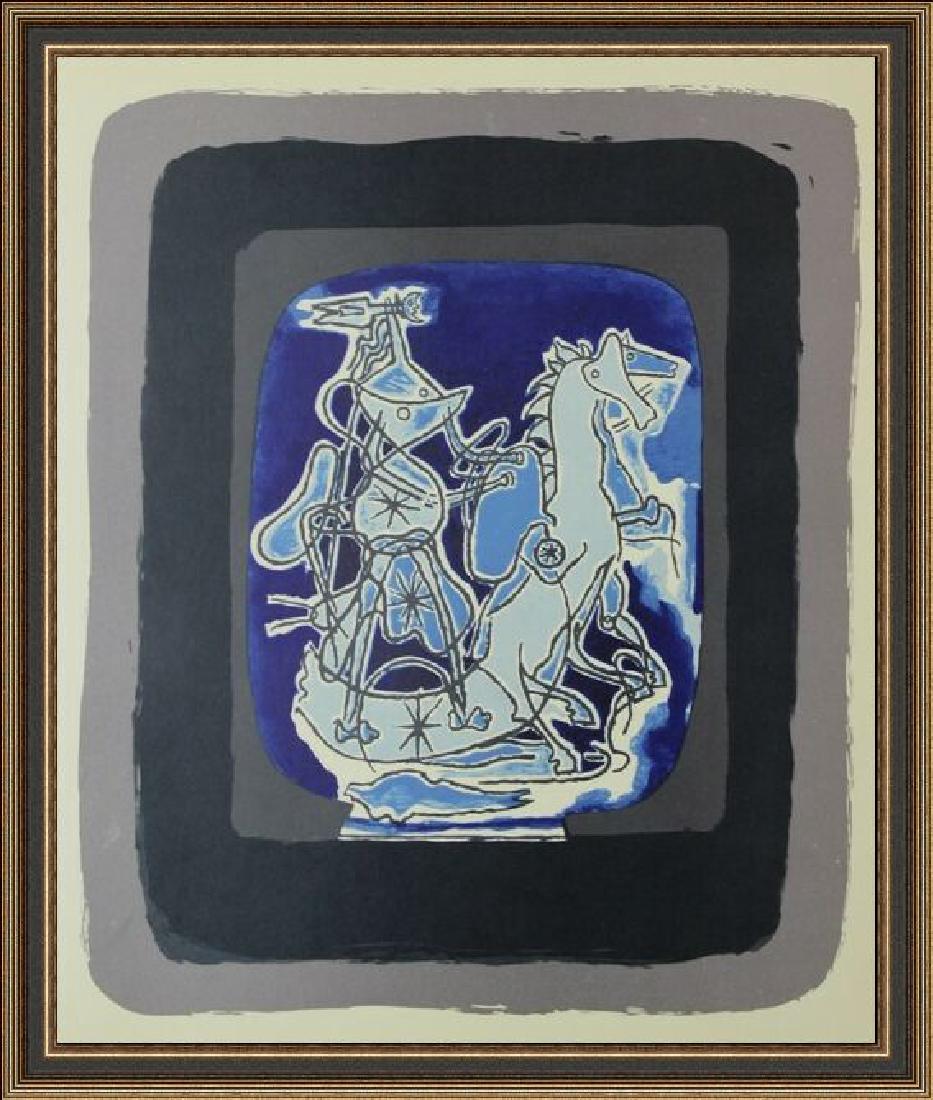 Lithograph Georges Braque - Helios V, 1948: FREE SHIPPING TO THE USA! PROFESSIONALLY CUSTOM GALLERY FRAMED! Lithograph by Georges Braque "Helios V, 1948" (Maeght 1952) on paper. This beautiful work was originally housed loose (unbound) in the p