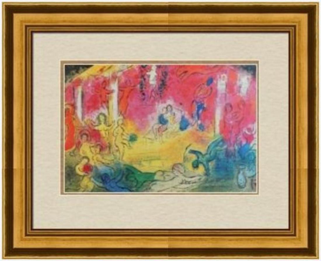 Signed Marc Chagall Lithograph: FREE SHIPPING TO THE USA! PROFESSIONALLY CUSTOM GALLERY FRAMED!! MARC CHAGALL â€˜Temple and History of Bacchusâ€™, from Daphnis and ChloÃ« (M. 329; see C. books 46). Lithograph in colors, 1