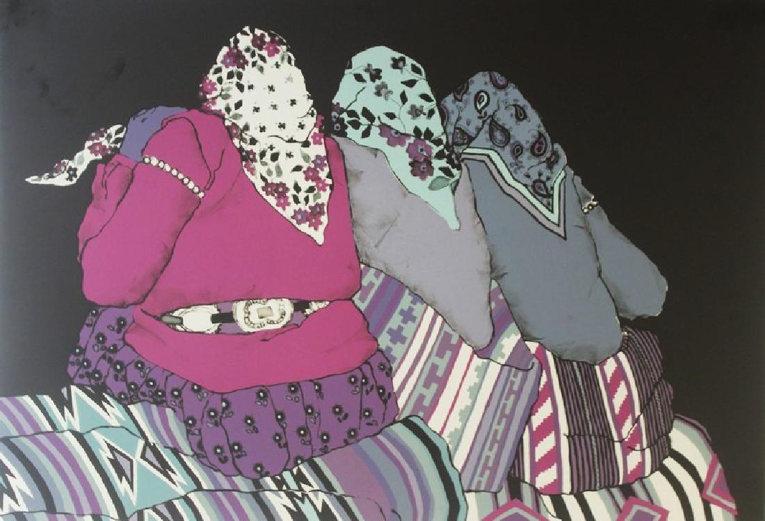 Lithograph Katalin Ehling - Best Friends State I: Lithograph in colors on paper by artist Katalin Ehling titled Best Friends State I. This beautiful work is unframed and the dimensions are approx 21 x 30 inches. An in-house certificate of authenticit