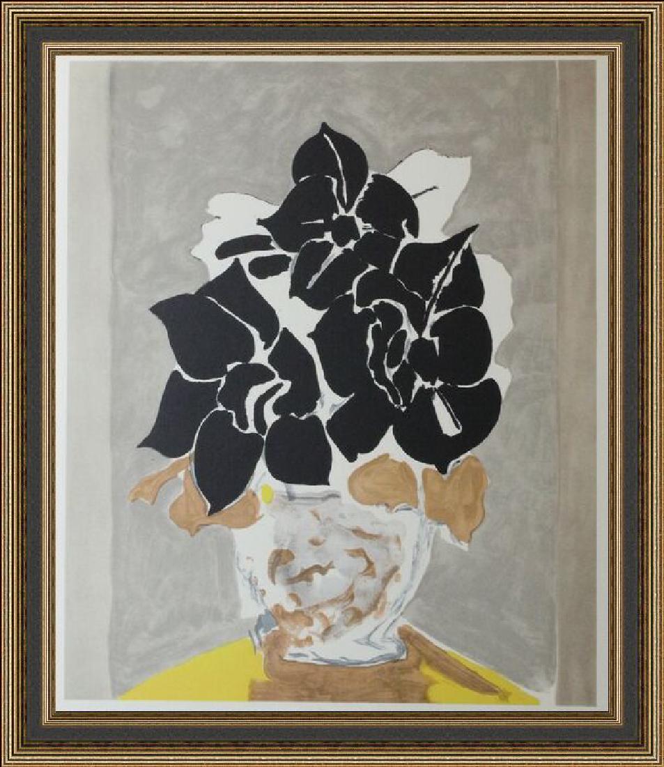Lithograph Georges Braque - Amaryllis, 1958': FREE SHIPPING TO THE USA! PROFESSIONALLY CUSTOM GALLERY FRAMED! Lithograph by Georges Braque "Amaryllis, 1958'" (Maeght 1952) on paper. This beautiful work was originally housed loose (unbound) in the