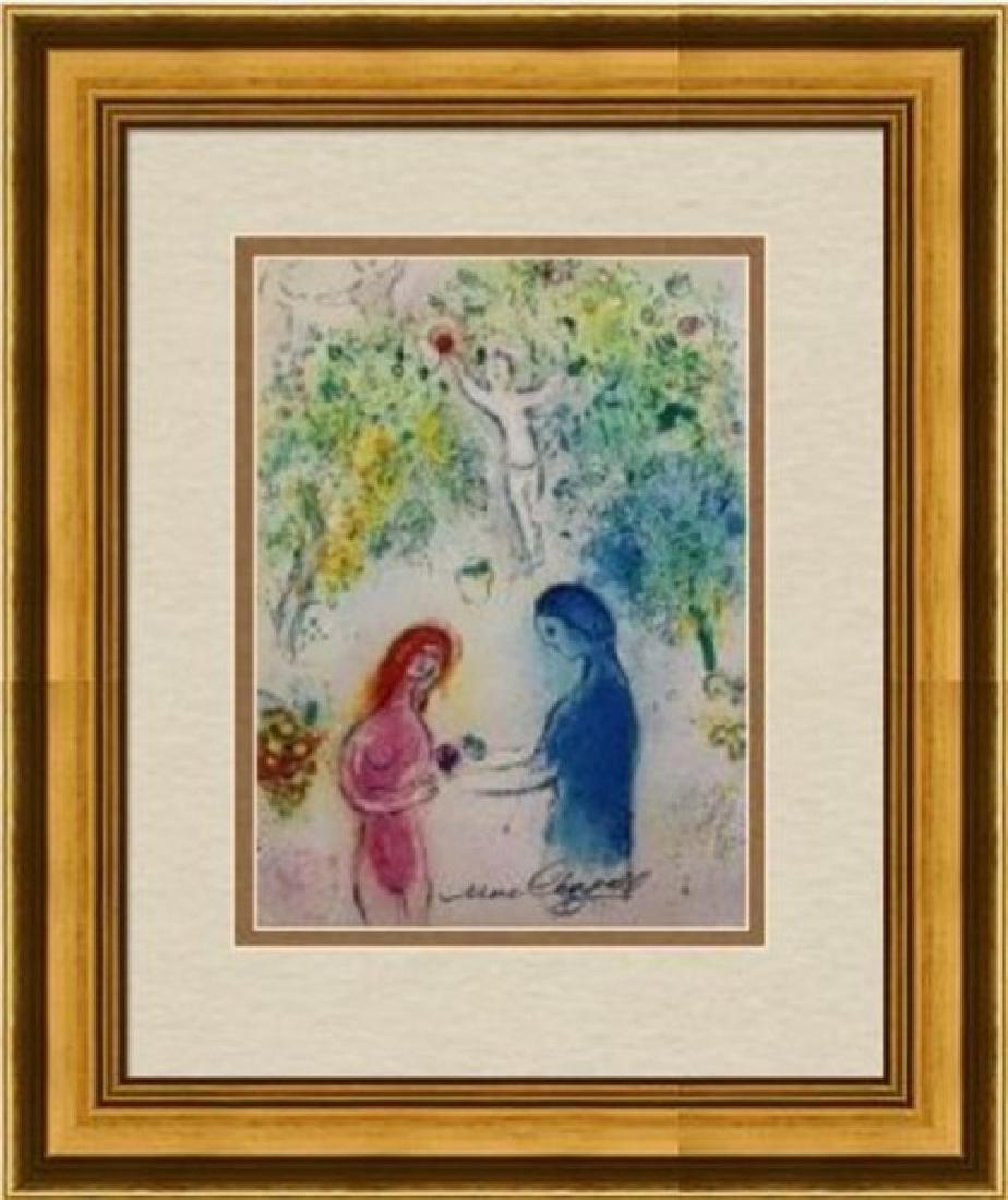 Signed Marc Chagall Lithograph: FREE SHIPPING TO THE USA! PROFESSIONALLY CUSTOM GALLERY FRAMED!! MARC CHAGALL ÔDaphnis and Chloe-FrontispieceÕ, from Daphnis and Chlo‘ (M. 329; see C. books 46). Lithograph in colors, 1961, on Arc