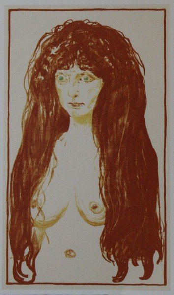 The Sin, 1902' -Edvard Munch (1863-1944): Artist: Edvard Munch (Norwegian 1863-1944), Title: The Sin (Woman with red Hair and Green Eyes) Medium: Lithograph Print, Edition: n/a, Size: 12 x 9 In.