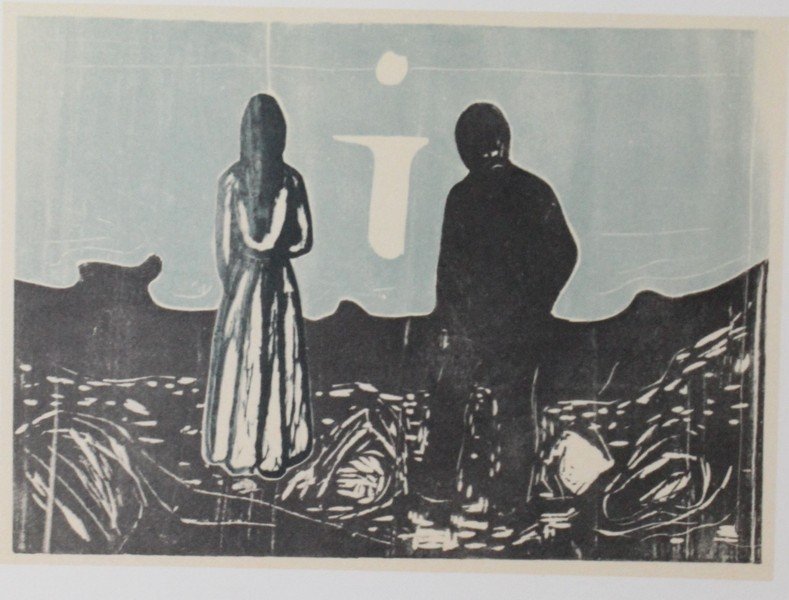 Two Human Beings, 1899 - Edvard Munch: Artist: Edvard Munch (Norwegian 1863-1944), Title: Consolation / Two Human Beings / The Loney Ones 1899', Medium: Lithograph Print, Edition: n/a, Size: 8 x 10 In.